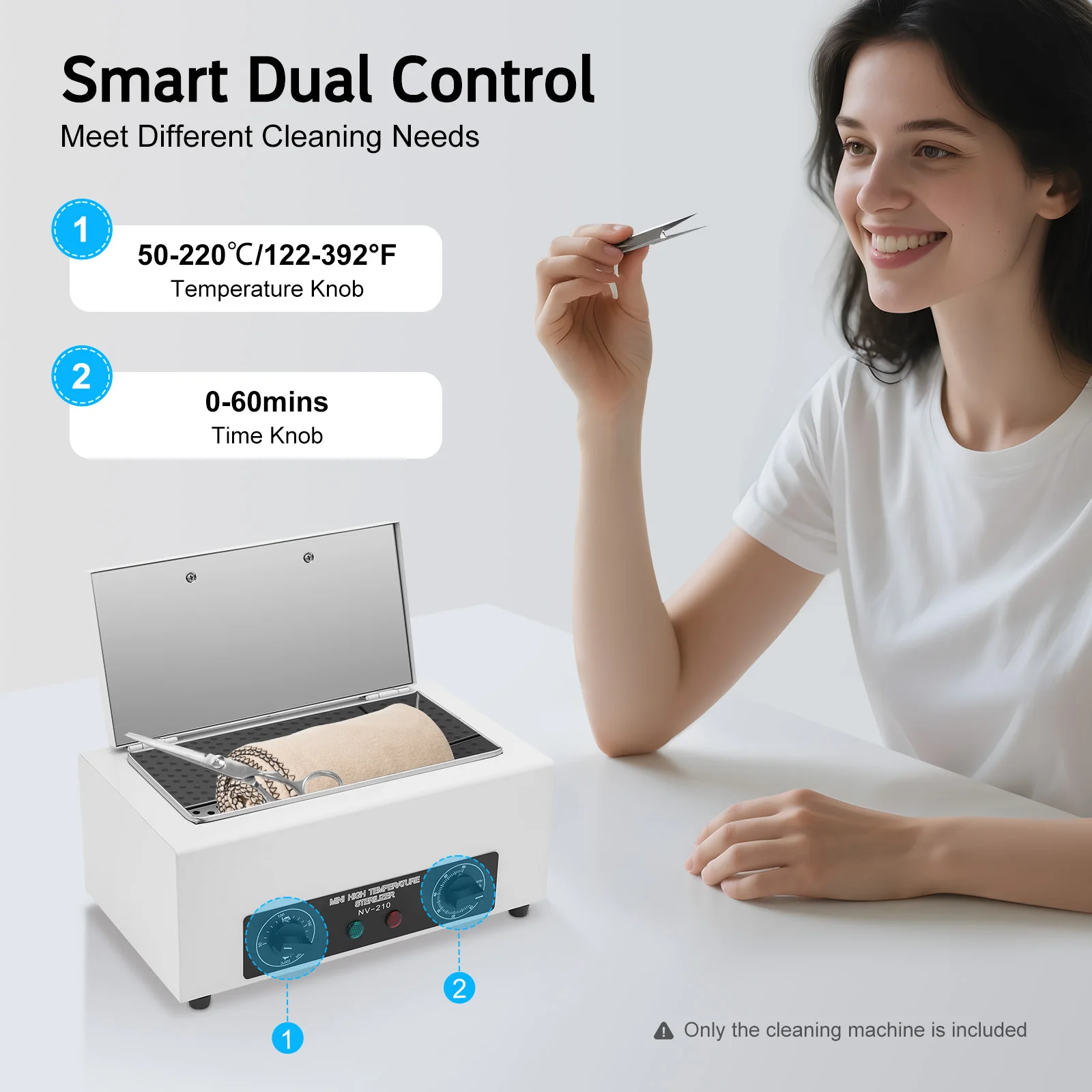 99% sterilisatiesnelheid Warmtesterilisator Desinfectie op hoge temperatuur met 1 lade en 2 D-ringen voor het desinfecteren van nagels, make-up