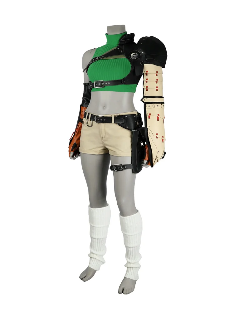 Fantasia de cosplay ff vii yuffie kisaragi, uniforme de batalha sexy, conjunto completo de roupa de festa de halloween