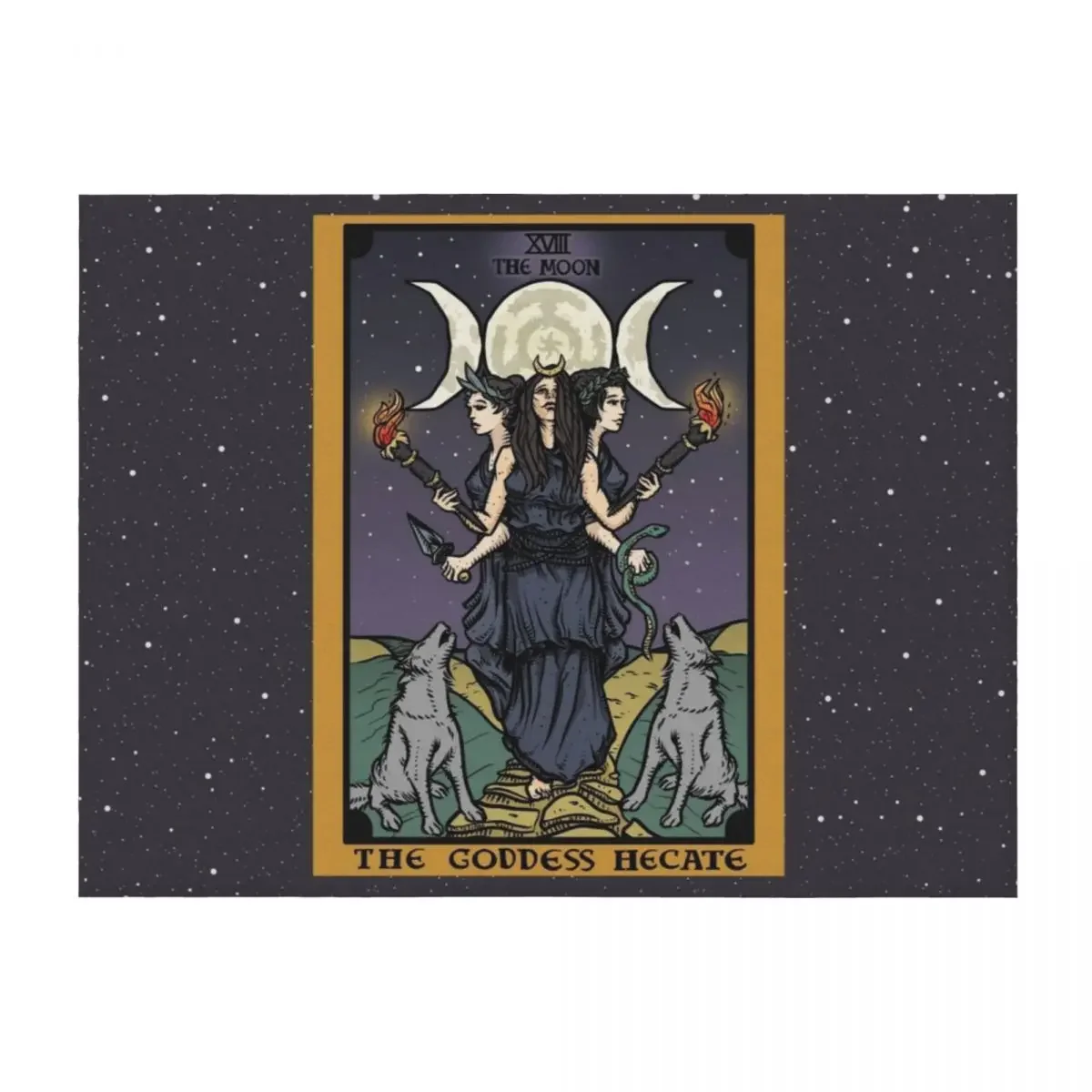 

Hecate Triple Moon Goddess of Witchcraft and Magick Witch Hekate Wheel Tarot Card Throw Blanket halloween Luxury Throw Blankets