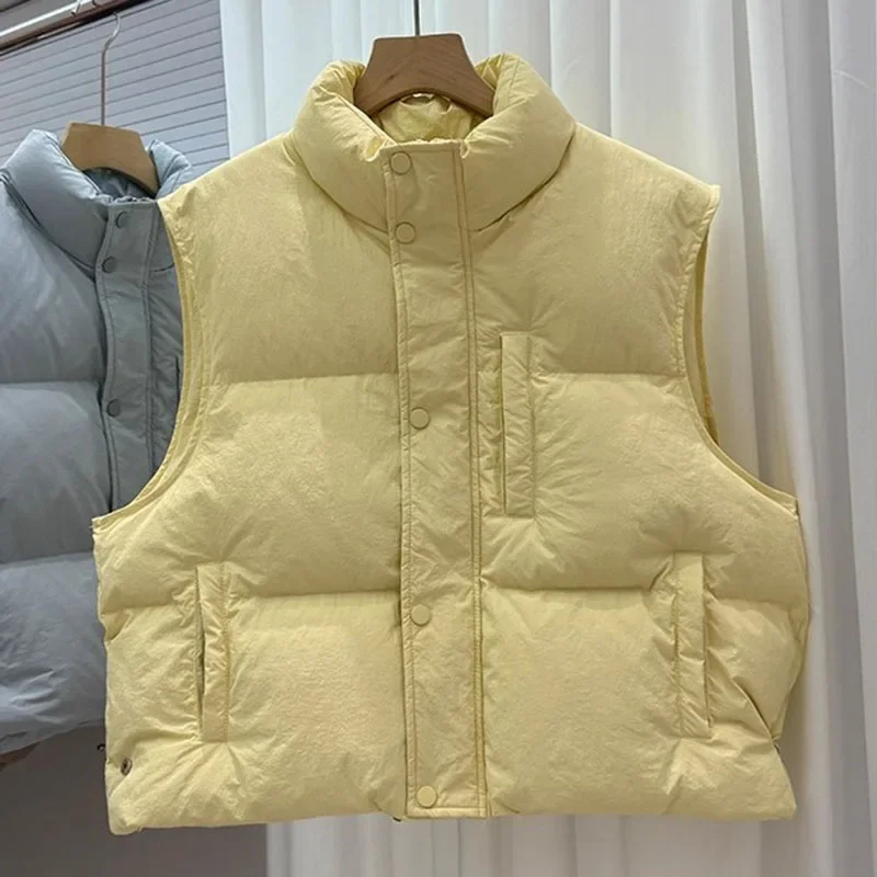 

Осенне-зимний модный новый женский пуховый жилет, свободный короткий топ на белом утином пуху