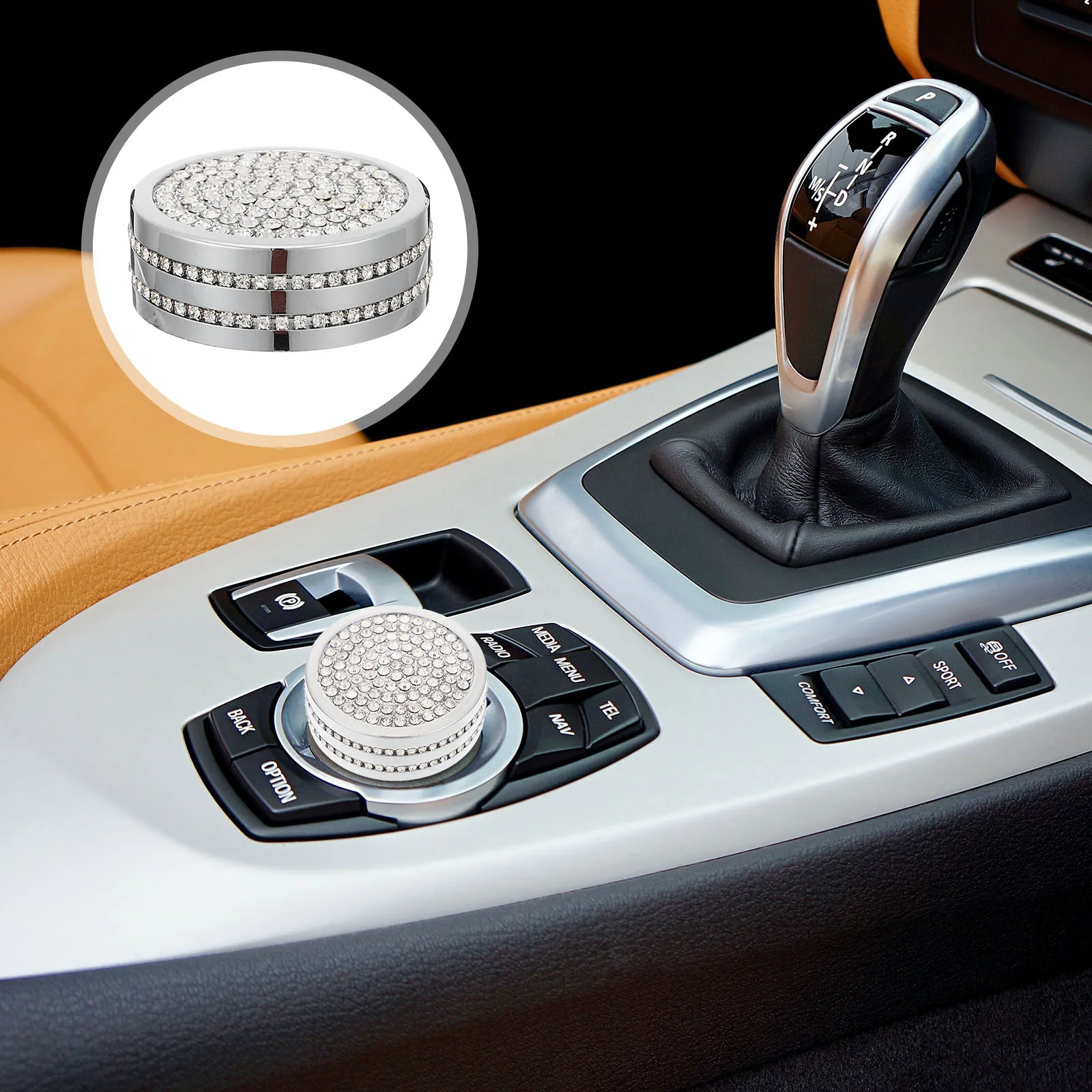 

Car Switch Knob Cover Rhinestones Crystal Durable Car Trim Sticker Luxury Interior Decorative Engine Button Decal