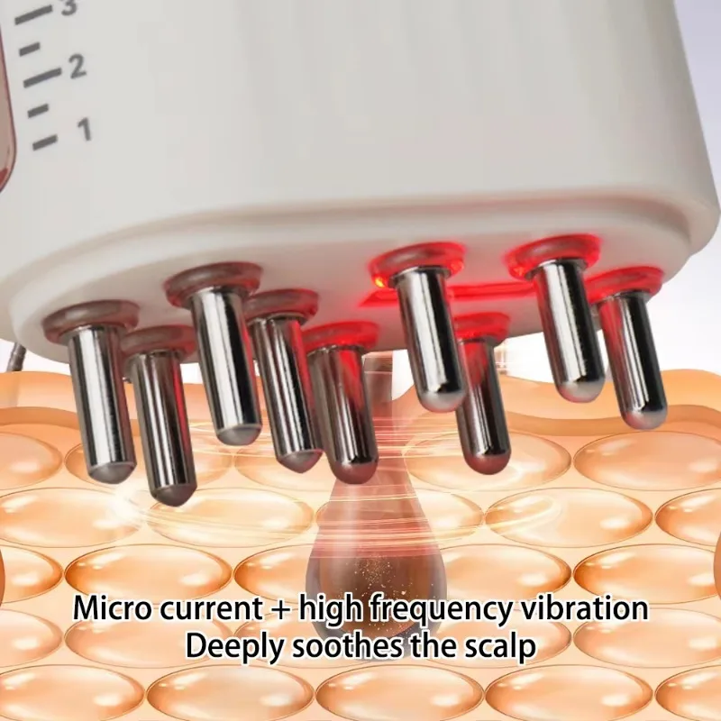 Mini aplicador de aceite para el cuero cabelludo, eléctrico de mano, luz roja, vibración, microcorriente, peine masajeador para el crecimiento del cabello