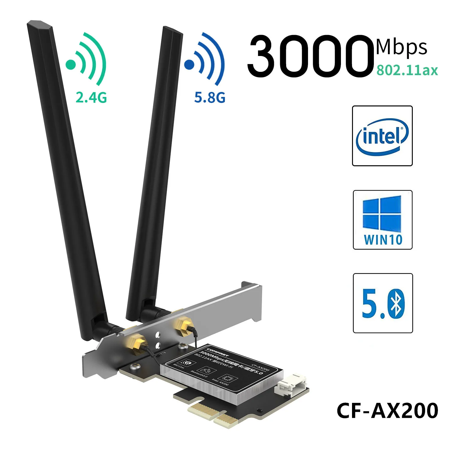 Adaptador wifi 6 3000mbps bt5.2 intel ax200 pci-e rede sem fio wifi 6 cartão ax5400 wifi 6e usb 3.0 adaptador para windows 10/11