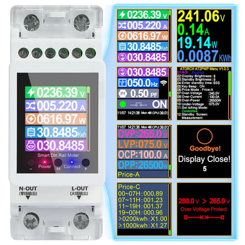 AC85 265V 100A Smart Single Phase Energy Meter WiFi Power Electricity Digital Display Monitor Smart Meter Home Supply