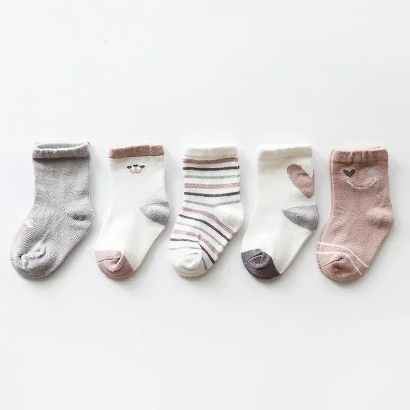 Xgnvpy Spring and Autumn New Cartoon Midtube Children's Socks Combed Cotton Boys and Girls Baby Socks Baby Socks for Children