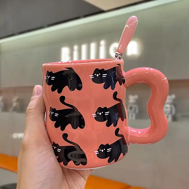 Japanese cute cartoon couple ceramic Mug  new office drinking cup breakfast Milk Coffee