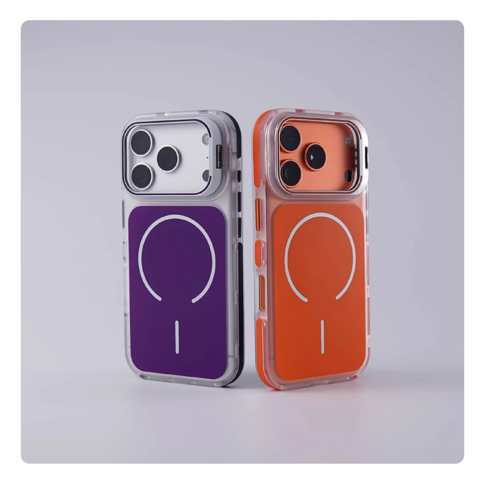 Luxuriöse Matte Stoßfeste Magnetische Schutzhülle für iPhone 18 17 Pro Max 16 15 14 Plus 13 12 mit Magsafe Objektivschutz und Ständer – Detail 3