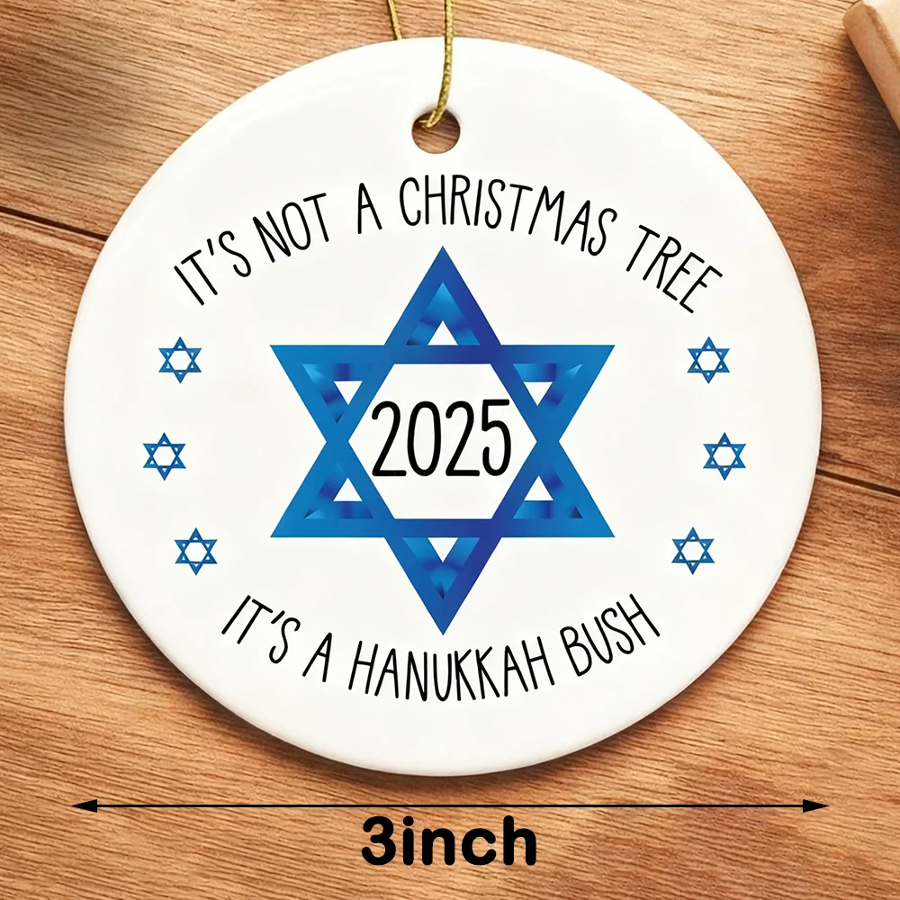 1Pcs Hanukkah Bush Ceramic Pendant Jewish Star Ornament 2025 Hanouka Decoration Happy Challah Days Jewish Holiday Gift Accessory