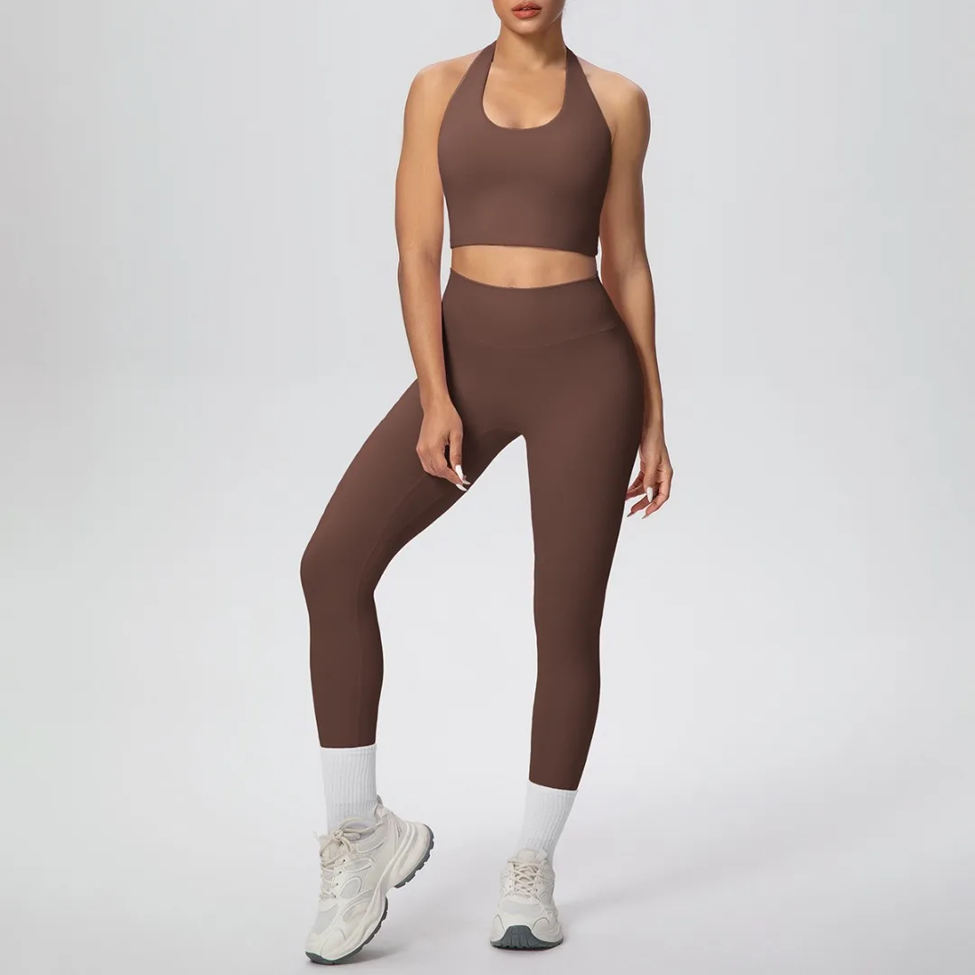 

Women's Tight Yoga 2pc Set High Waist Hip Lift Sportswear Backless Sports Bra Fitness Set Running Workout Gym Leggings Yoga Suit