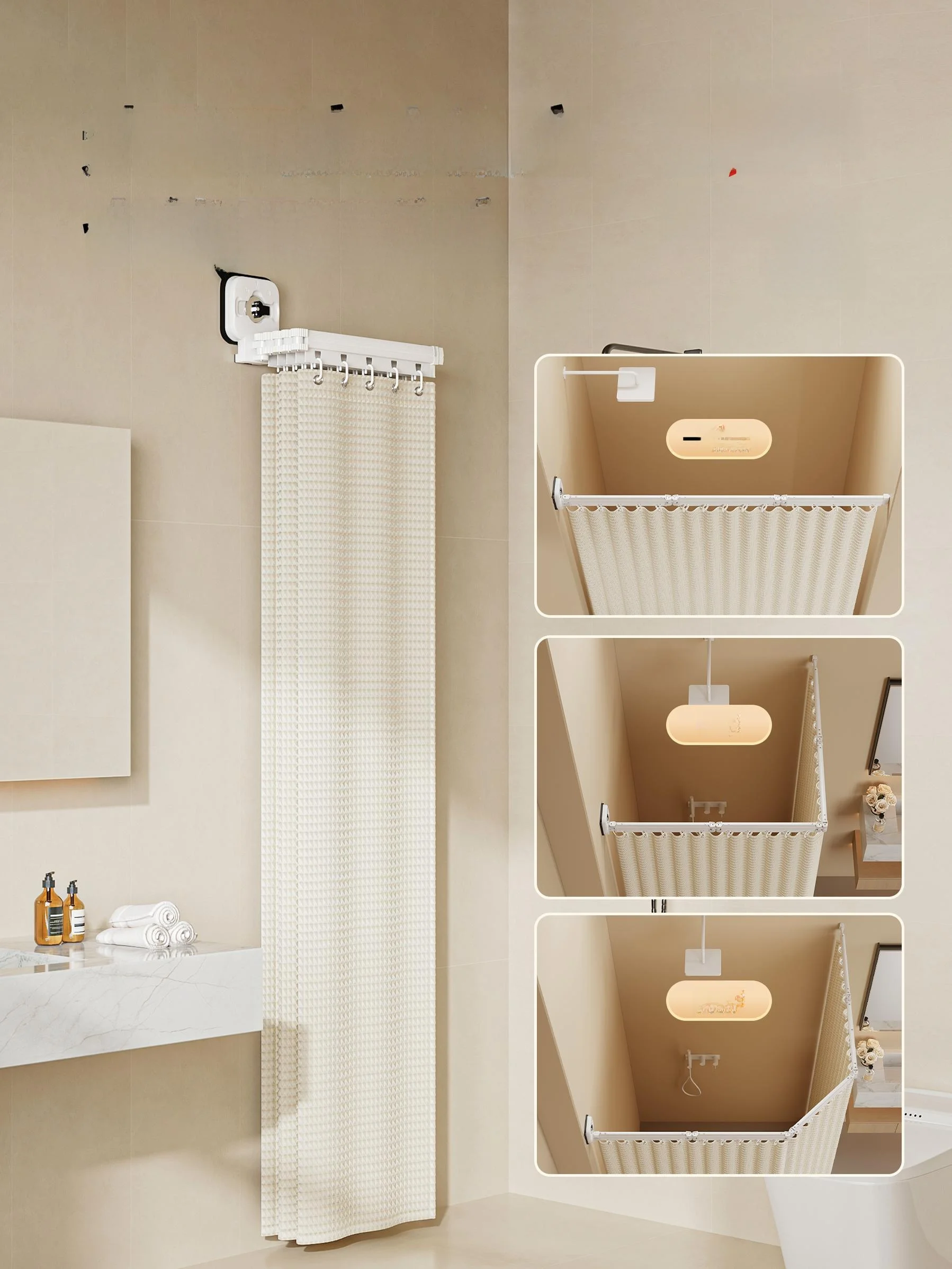 

Складная занавеска для отдыха без сверления на присоске, водонепроницаемая невидимая занавеска-перегородка для бассейна, сепара для влажной и сухой уборки...