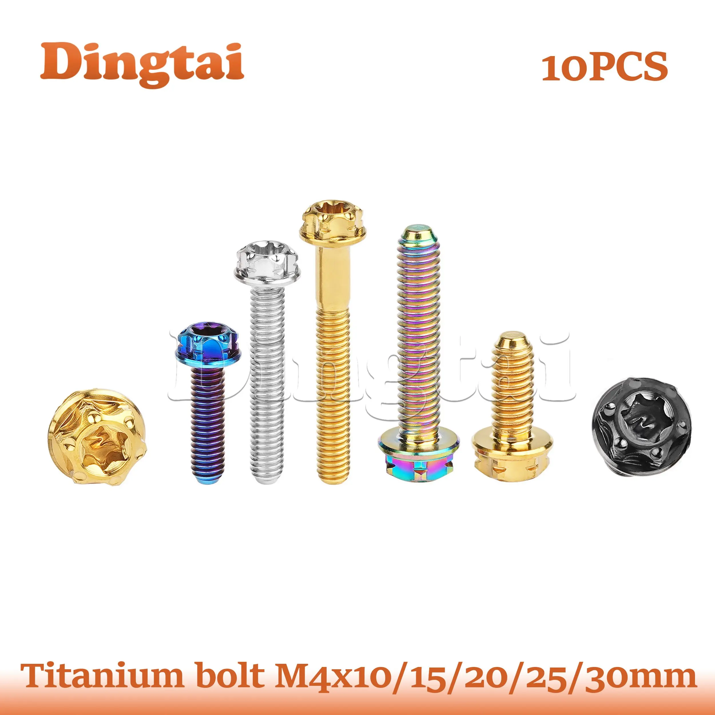 

Dingtai Titanium Bolt 10PCS M4x10 15 20 25 30 With Marked Small Flange Head for Retrofitting Motorcycle And Bicycle Parts