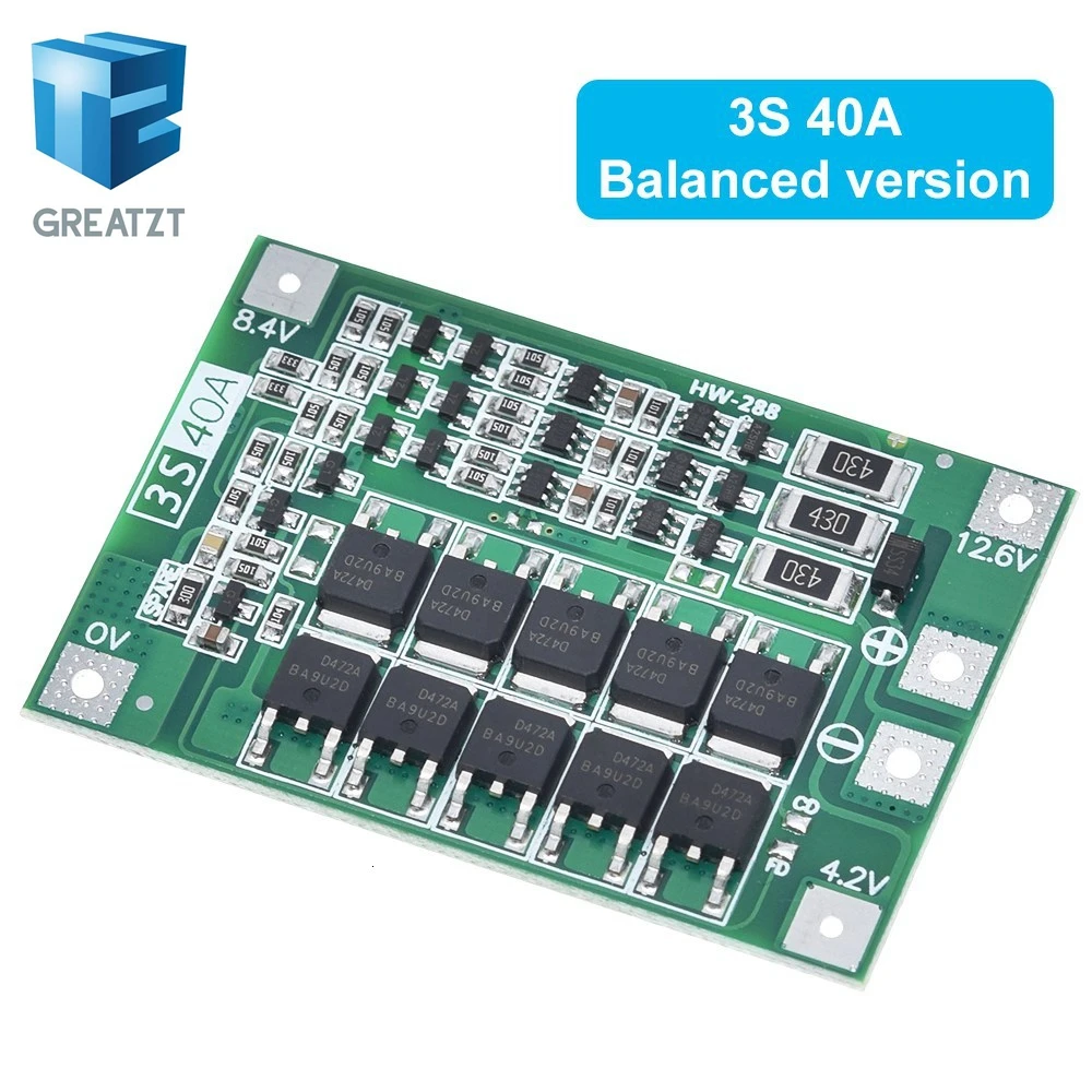 3S 4S 40A 60A Li-ion Lithium Battery Charger Protection Board 18650 BMS For Drill Motor 11.1V 12.6V/14.8V 16.8V Enhance Balance