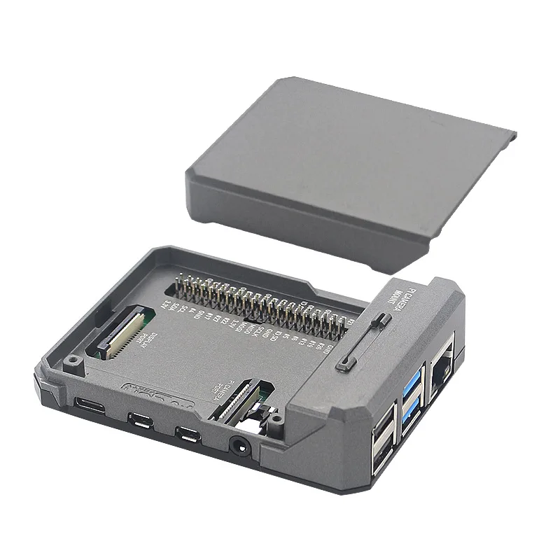 Raspberry Pi 4B Aluminum Alloy Case - Magnetic Sliding Cover Shell with Heat Dissipation for Pi 4 Model B