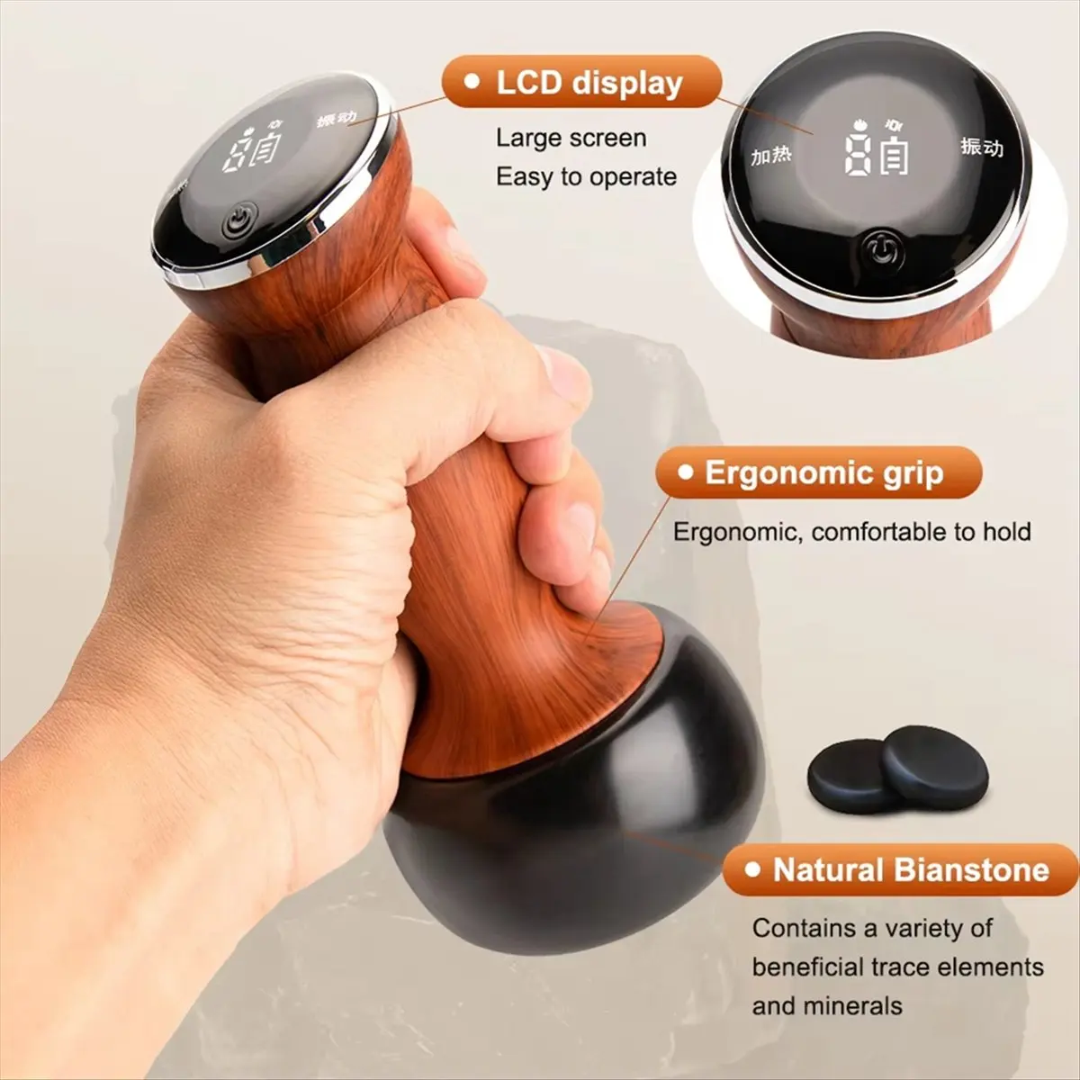 [Vend for]Electric Hot Stone Massager with Warmer Moxibustion Guasha Scraping Tool Back Massage SPA Relaxation Pain Relief