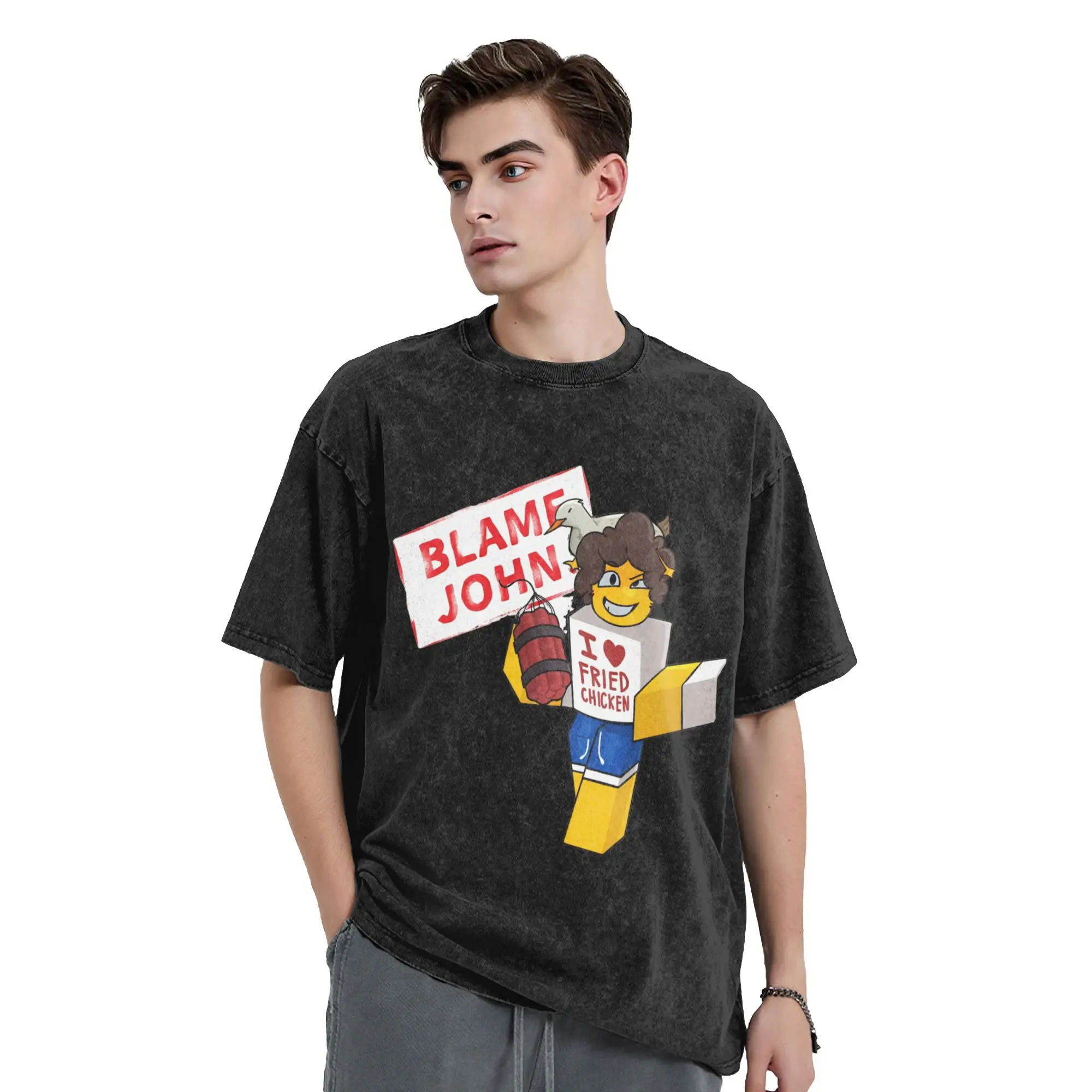 ตําหนิ John Forsaken Shedletsky ล้าง T เสื้อผู้ชายผ้าฝ้ายเสื้อยืดฤดูร้อน O คอ Harajuku Tees ออกแบบ OVERSIZE Tops