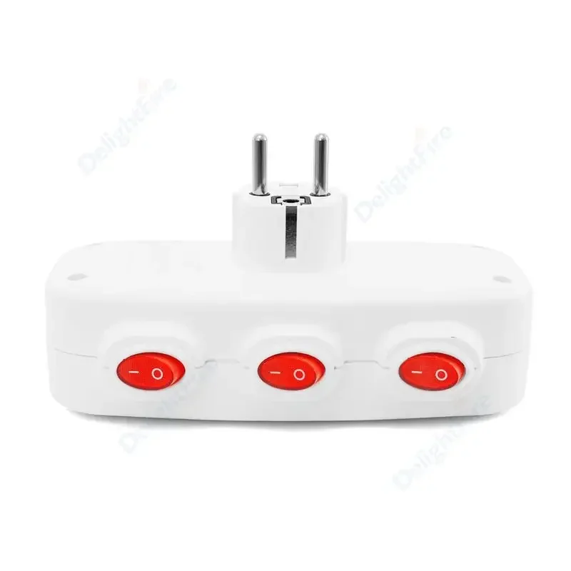 1 To 3 Way KR Plug With ON/OFF Switch Russia Germany France Extension Wall Socket Power Strip ﻿AC Outlet Power Converter Adaptor