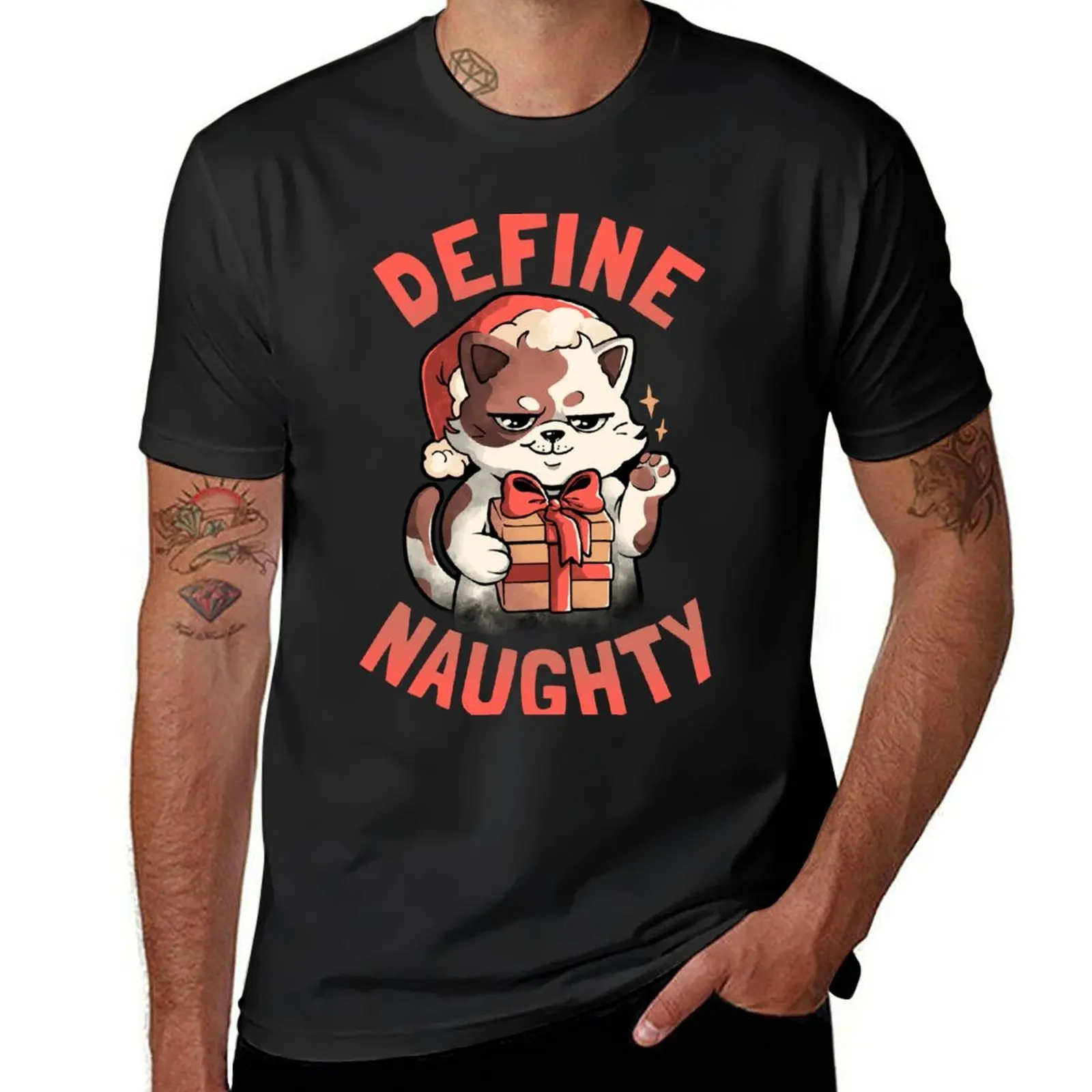 Define Naughty - Funny Naughty Cat Christmas Gift T-Shirt Blouse oversized oversized t shirts for men