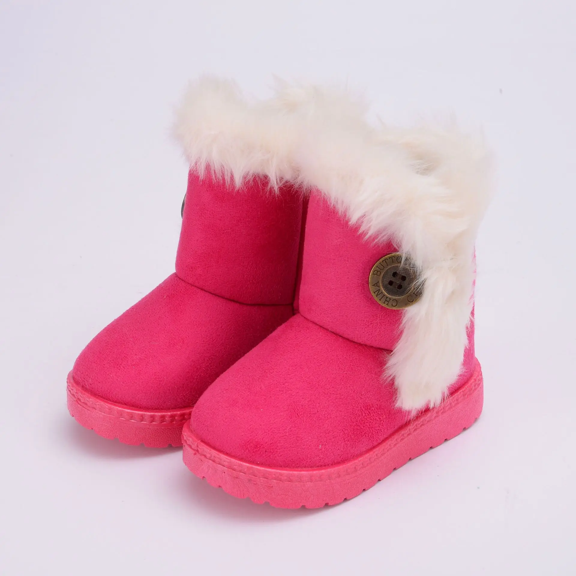 Kids' Snow Boots Button Decorations Solid Color Thickened Girls Extra Cotton Inside Keep Children Warm Children' Everyday Boots