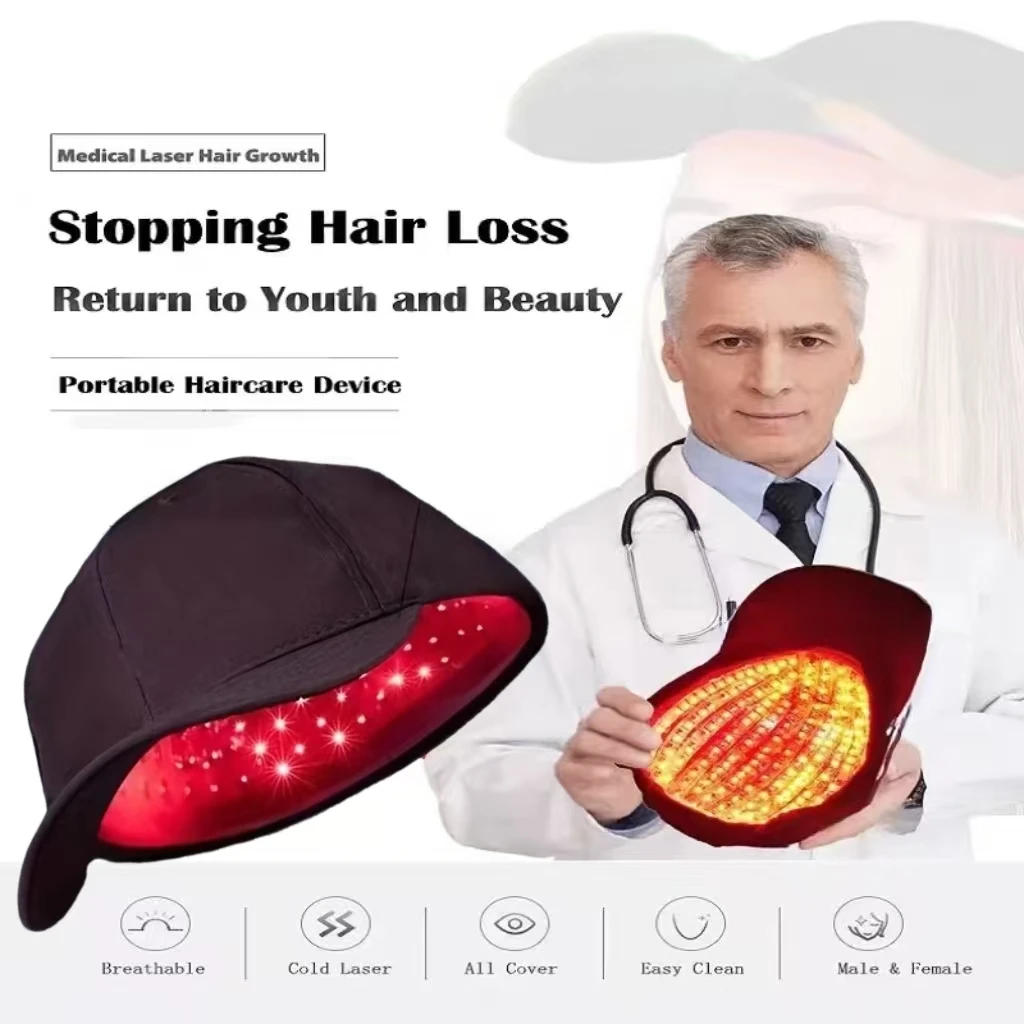 650nm Laser Cap for Hair Growth, Low Level Light Therapy Device, Infrared Helmet for Treating Hair Loss, Baldness & Thinning