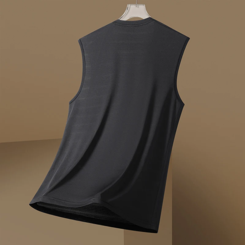 الجليد الحرير سترة الصيف الرياضة زي كرة السلة التجفيف السريع الرجال تشغيل عادية رقيقة تنفس رجل قميص بدون أكمام سترات
