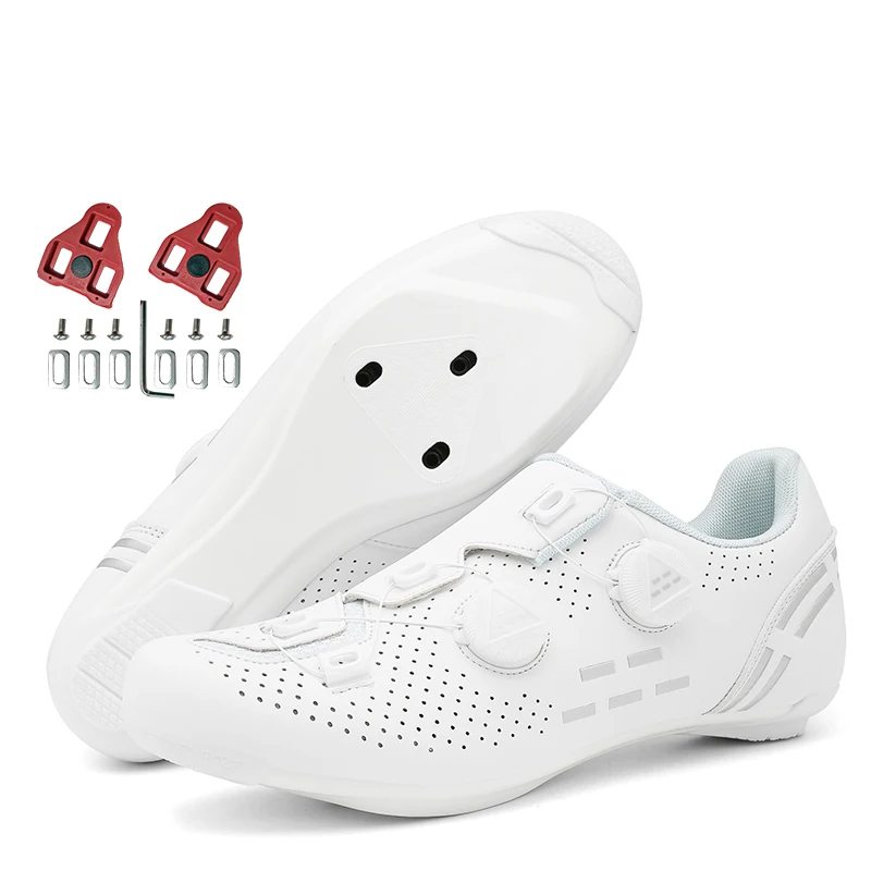 

Road Cycling Shoes Flats Cleats Shoes White Speed Cycling Sneaker Man Bike Shoes Women Self-Locking Non-slip Mountain Bike Shoes