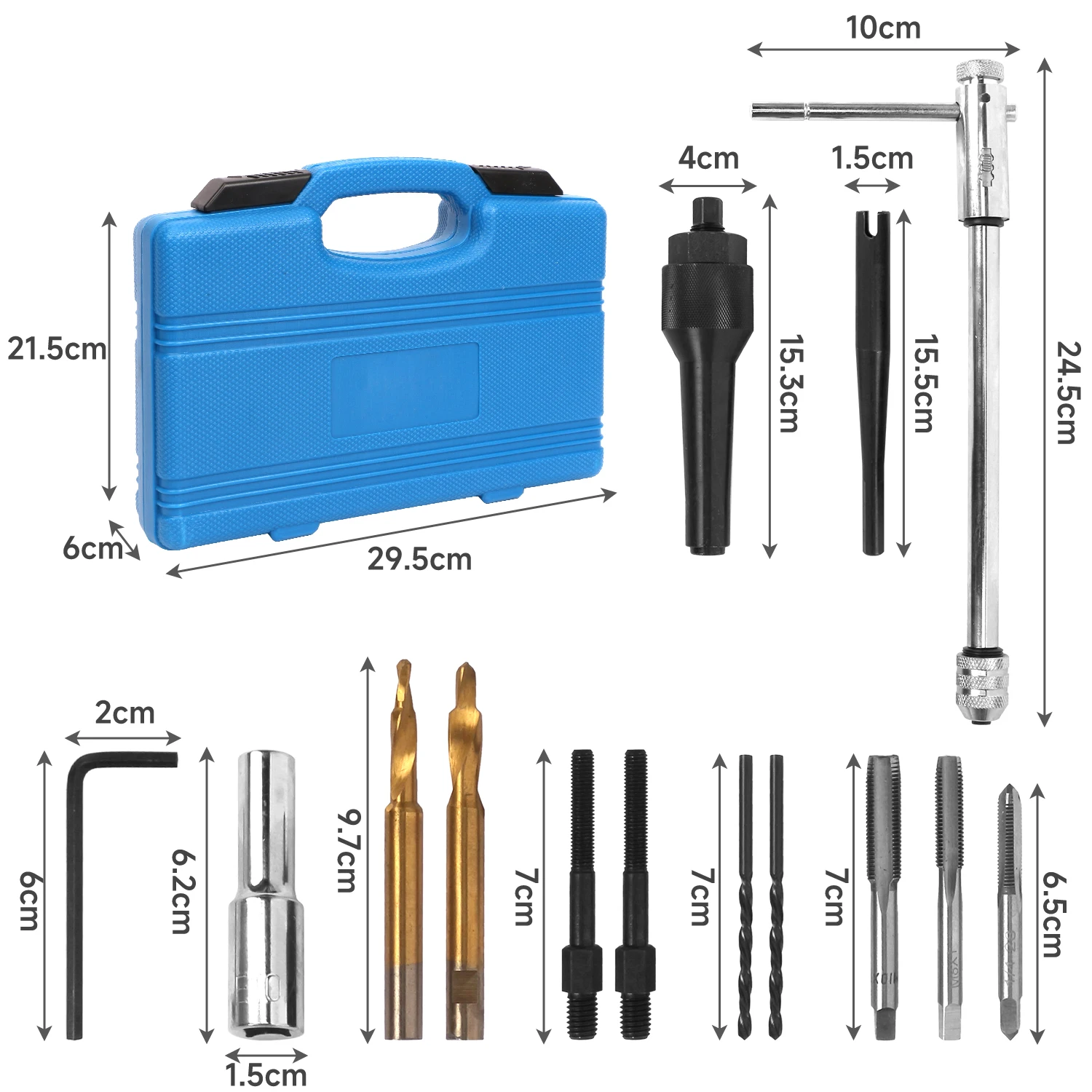 

16 Pcs Damaged Glow Plug Removal Garage Drill & Wrench Car Tool 8mm 10mm M8 M10 CDI Engine PT1095