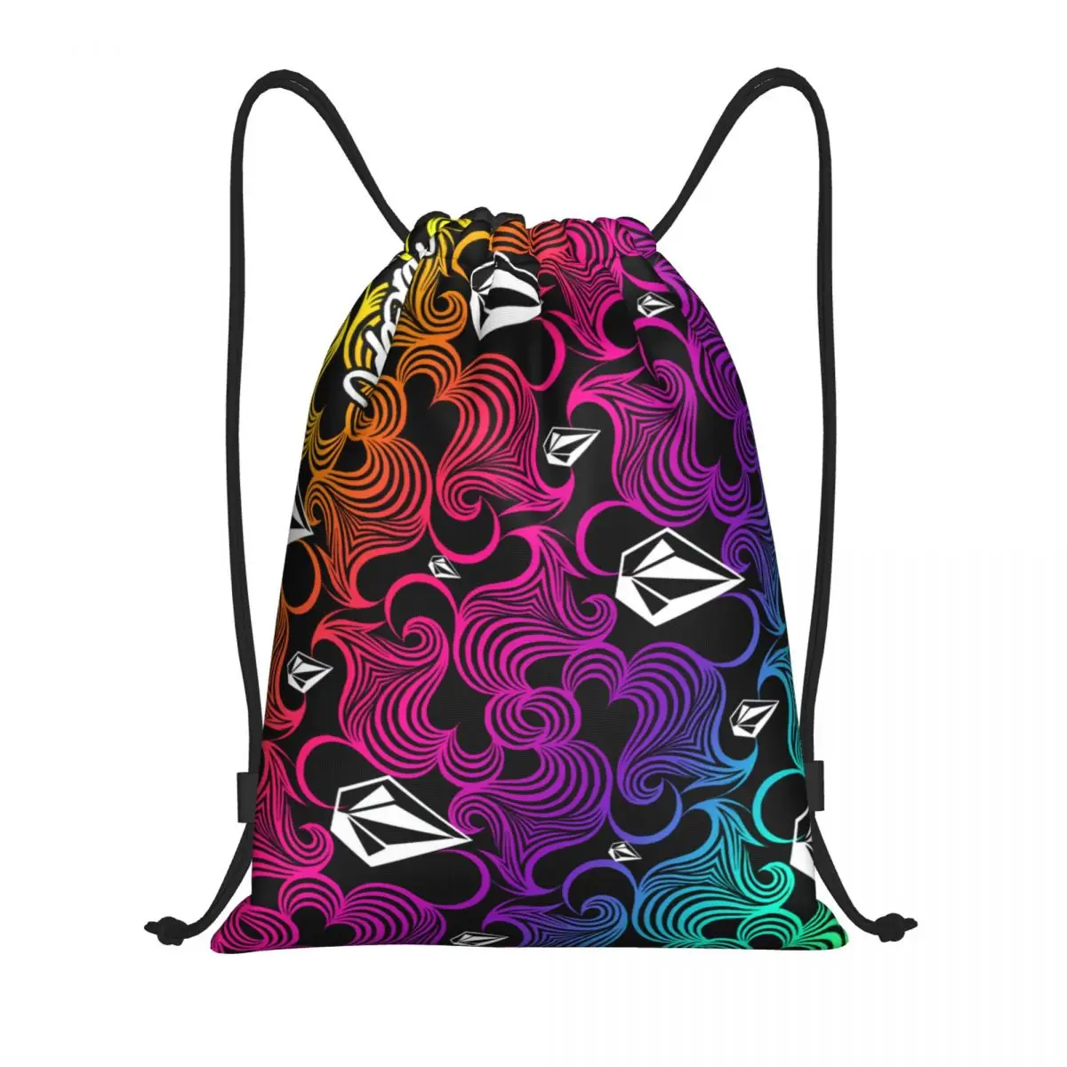 Custom Volcoms Skate Diamond Stone Pattern Drawstring Bag for Training Yoga Backpacks Women Men Sports Gym Sackpack