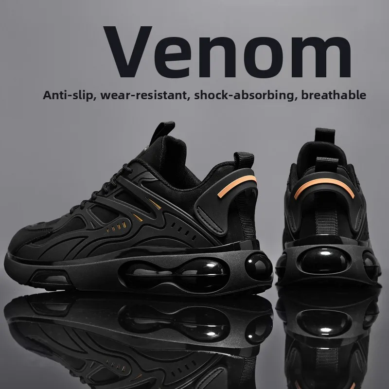 

Men's Running Shoes 2026 New Summer Air Cushion Shock Absorption Work Anti-slip Black Labor Protection Shoes Low Cut Sports S...