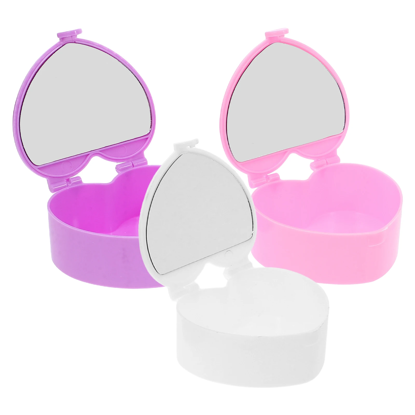 

3pcs Shaped Girls Jewelry Box Cute Storage Travel Mirror Jewelry Box Heart Hair Bow Case Portable Kids Trinket Holder
