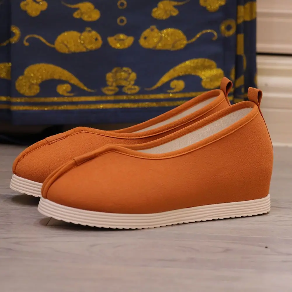 Zapatos de tela de estilo chino, calzado Hanfu de cabeza redonda, Color sólido, envuelta en tela, zapatos de aumento interior