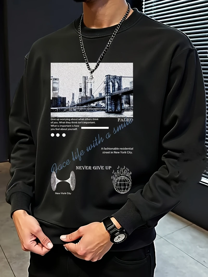 

2025 Autumn and Winter Round-neck Hoodie Mens Motivational Graphic Sweatshirt Race A Purpose Design High-end Luxury