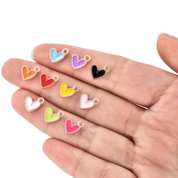 30pcs 10 colors small love heart Alloy Metal Enamel Charms Pendant DIY Bracelet Necklace earrings Jewelry making accessories