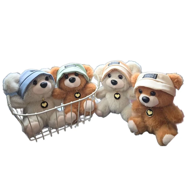 Bonito dos desenhos animados vestir chapéu urso boneca de pelúcia chaveiro pingente mochila enforcamentos decoração presente