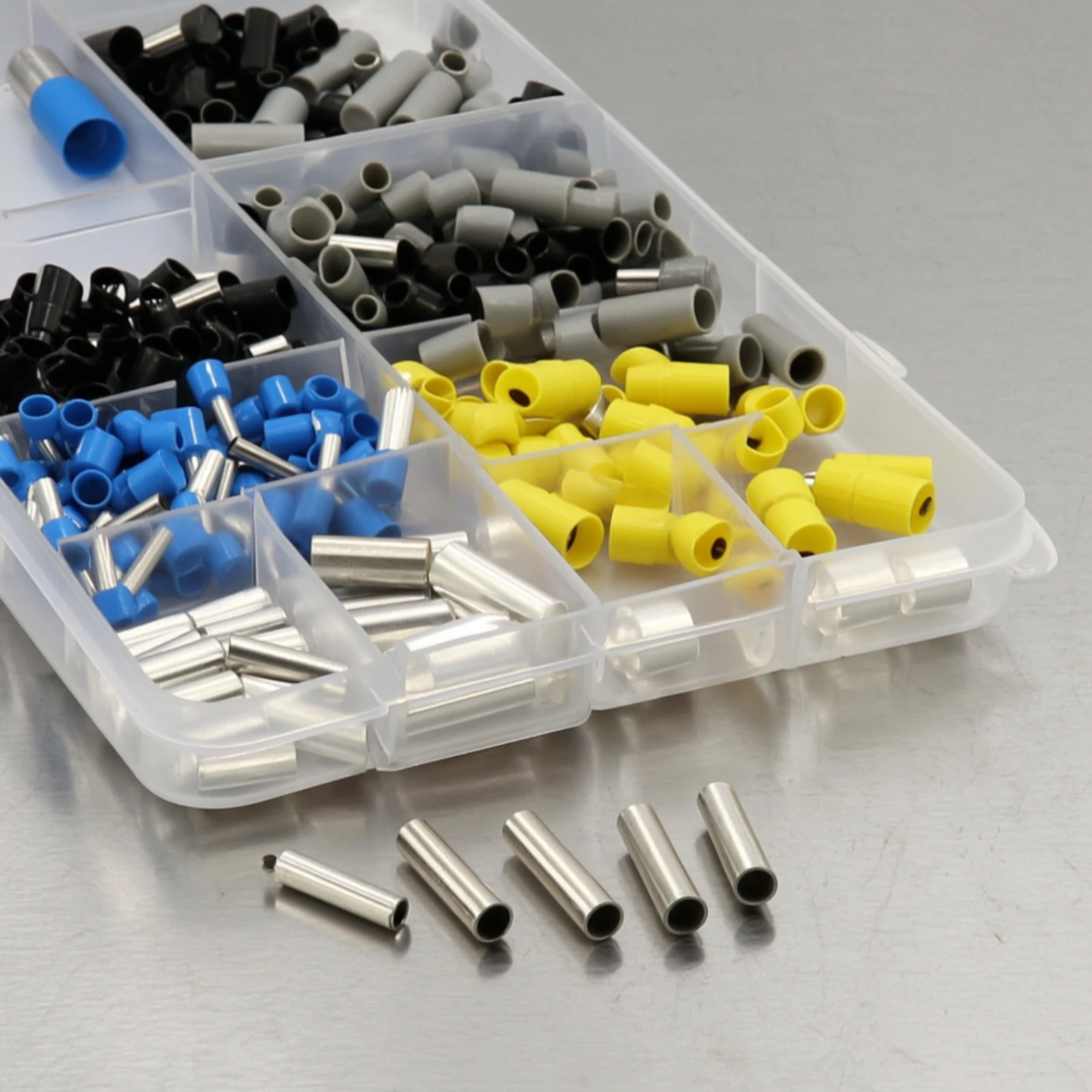 390 Pieces Wire Ferrule Kit Color-Coded Wire Ferrules Terminal Kit Crimp Terminal Assortment Cylindrical for Electricians