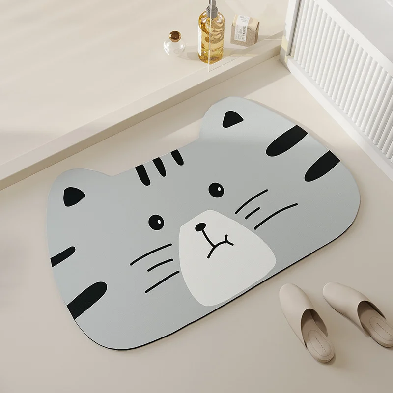 Quick-Drying Super Absorbent Mat Cartoon Animal Design Non-Slip Bathroom Entrance Rug  Bathroom Bathroom Decor 40x60cm tiger