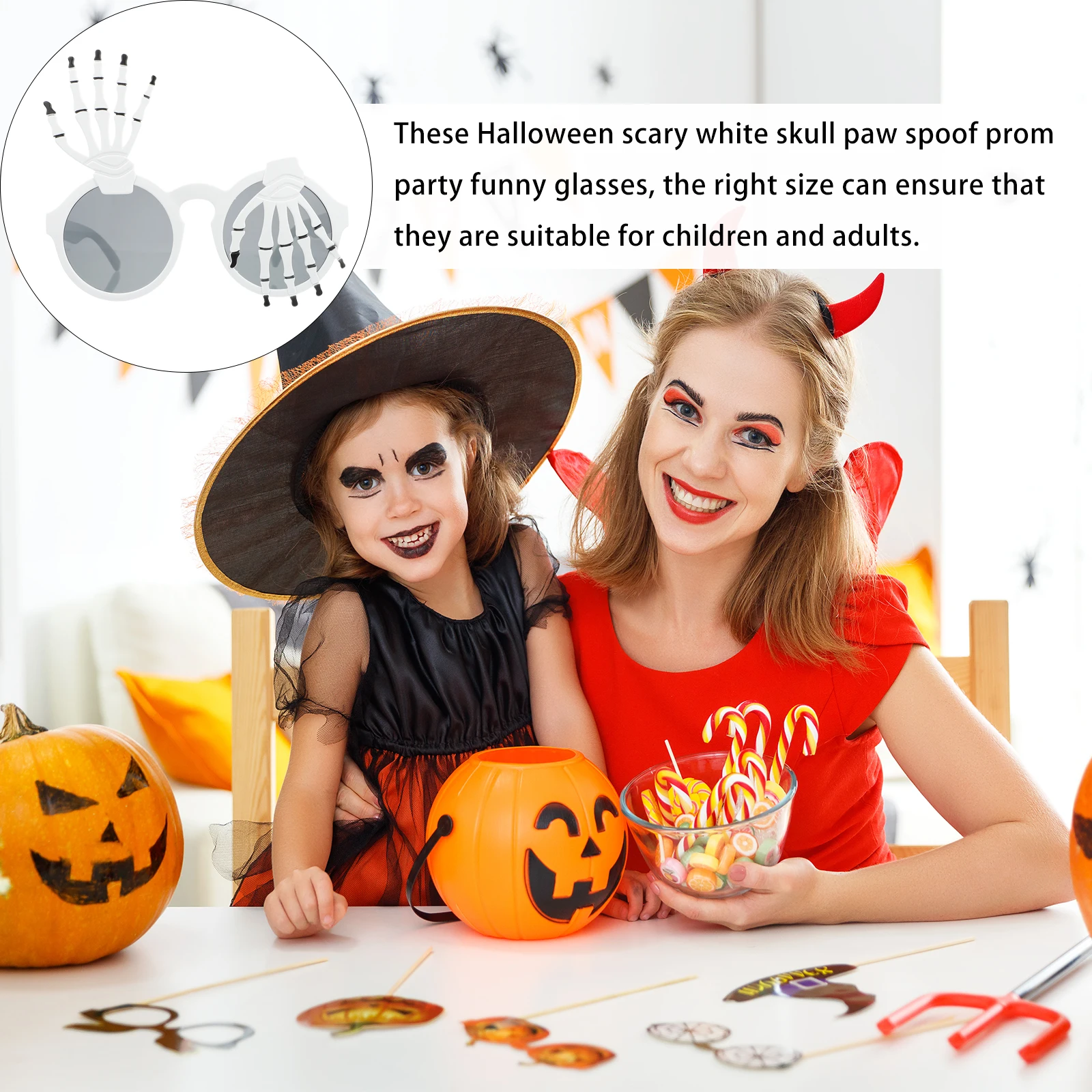 

4pcs Halloween Style Ghost Claw Glasses Funny Prop Costume Party Tricky Wacky Eyewear Prank Novelty Decor Cosplay Claws Shaped