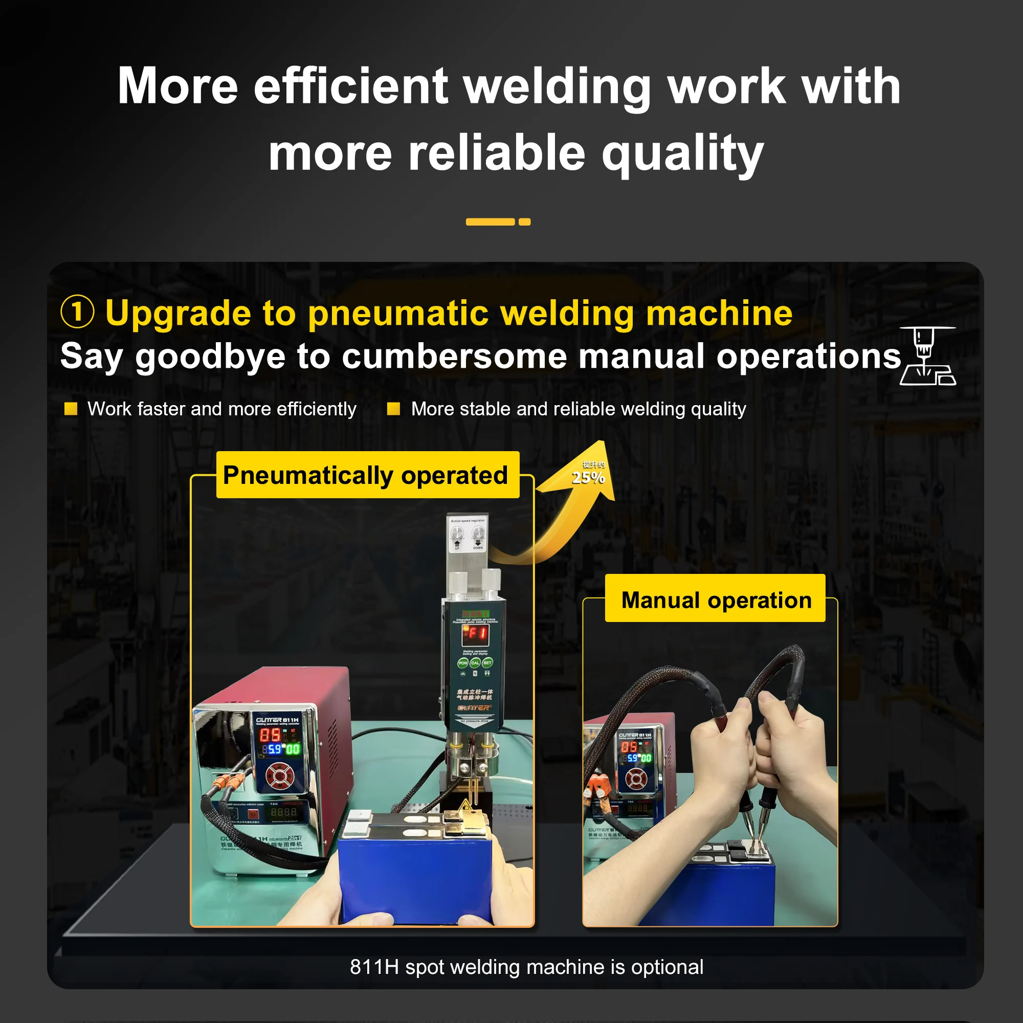 

G351 Glitter+42kw 811H Pneumatic Column Welder Lithium Battery Welding Mechanism Double Needle Spot Welding