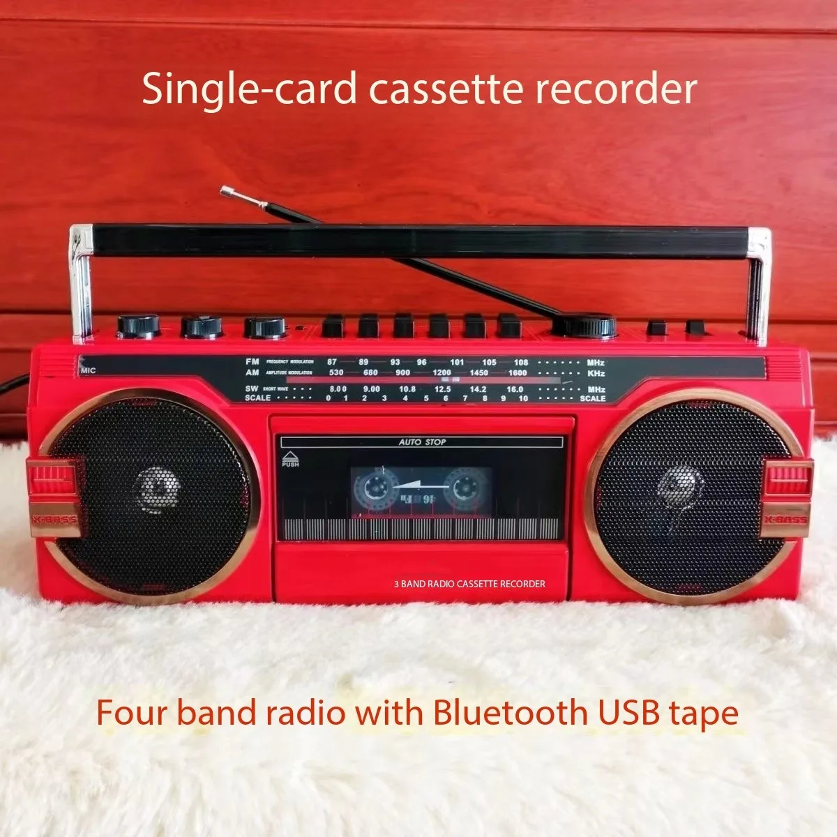 

Portable Retro Recorder Old-fashioned 80s Multi-frequency Radio Can Play Tape Dual Speaker Card Bluetooth Speaker Caixa De Som