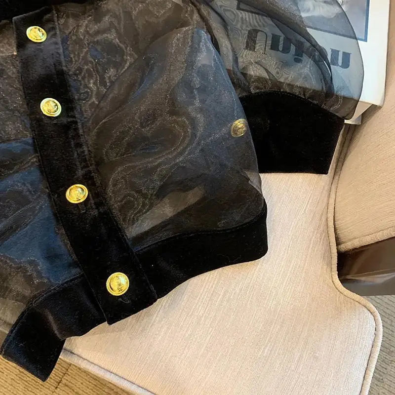 Eugenia Krótka Koszula Pure Desire Damska Letnia Niszowa Francuska Elegancja Dwuczęściowy Top na Ramiączkach Przezroczysty Seksowny Top typu Camisole