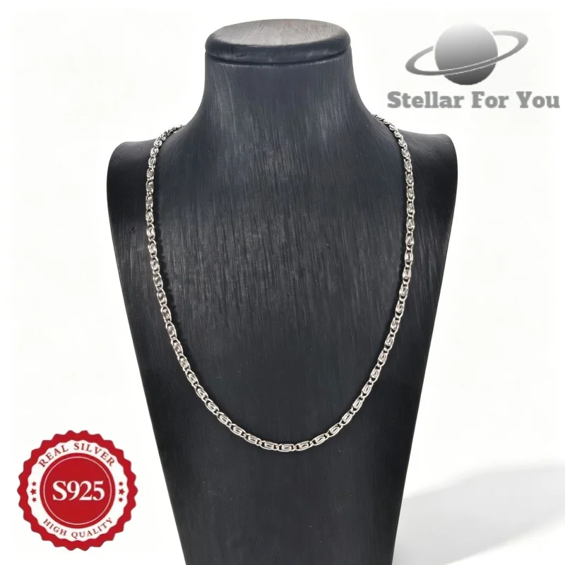 Women's 925 Sterling Silver Paperclip Chain Necklace, Simple and Refined Short Necklace, Trendy Jewelry Gift, Delicate Layered Chain, Simple Daily Wear Style