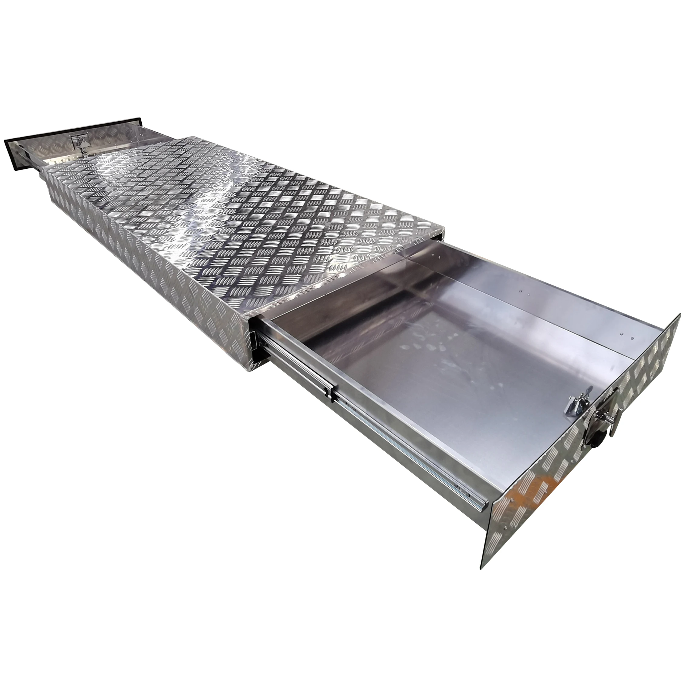 Aluminum Storage Truck Bed Tool Box With Shelf And Drawers For Trailer And Pickup Auto Sliver Piece Drawers