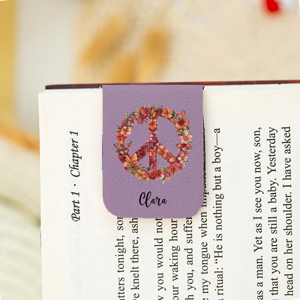 1PC Cartoon Butterfly wreath Customized Text UV Print Softpink Magnetic Book Mark For Boys Gifts