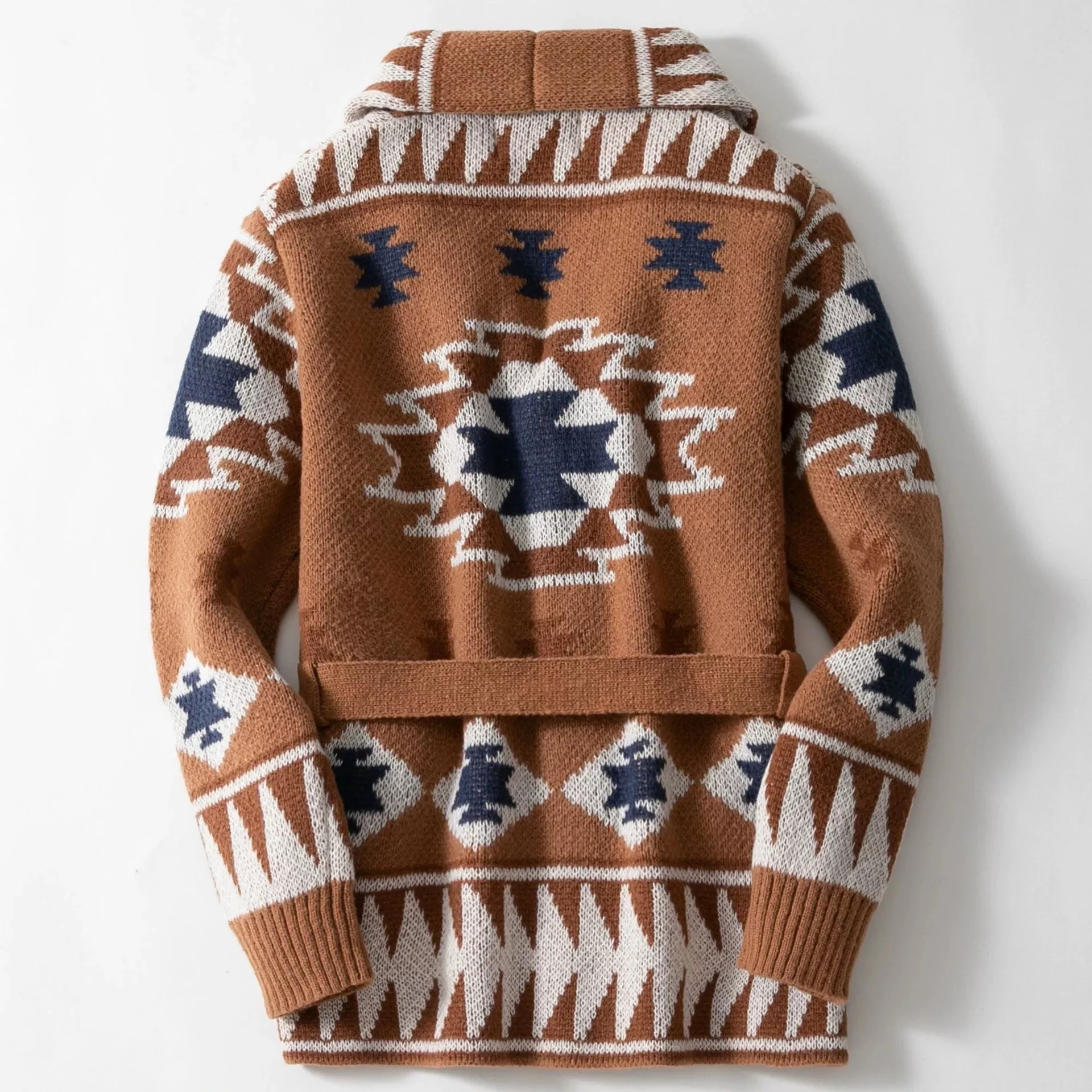 

Men's heavy-duty jacquard sweater elegant and fashionable autumn and winter thick cardigan tie knit sweater jacket Coat top