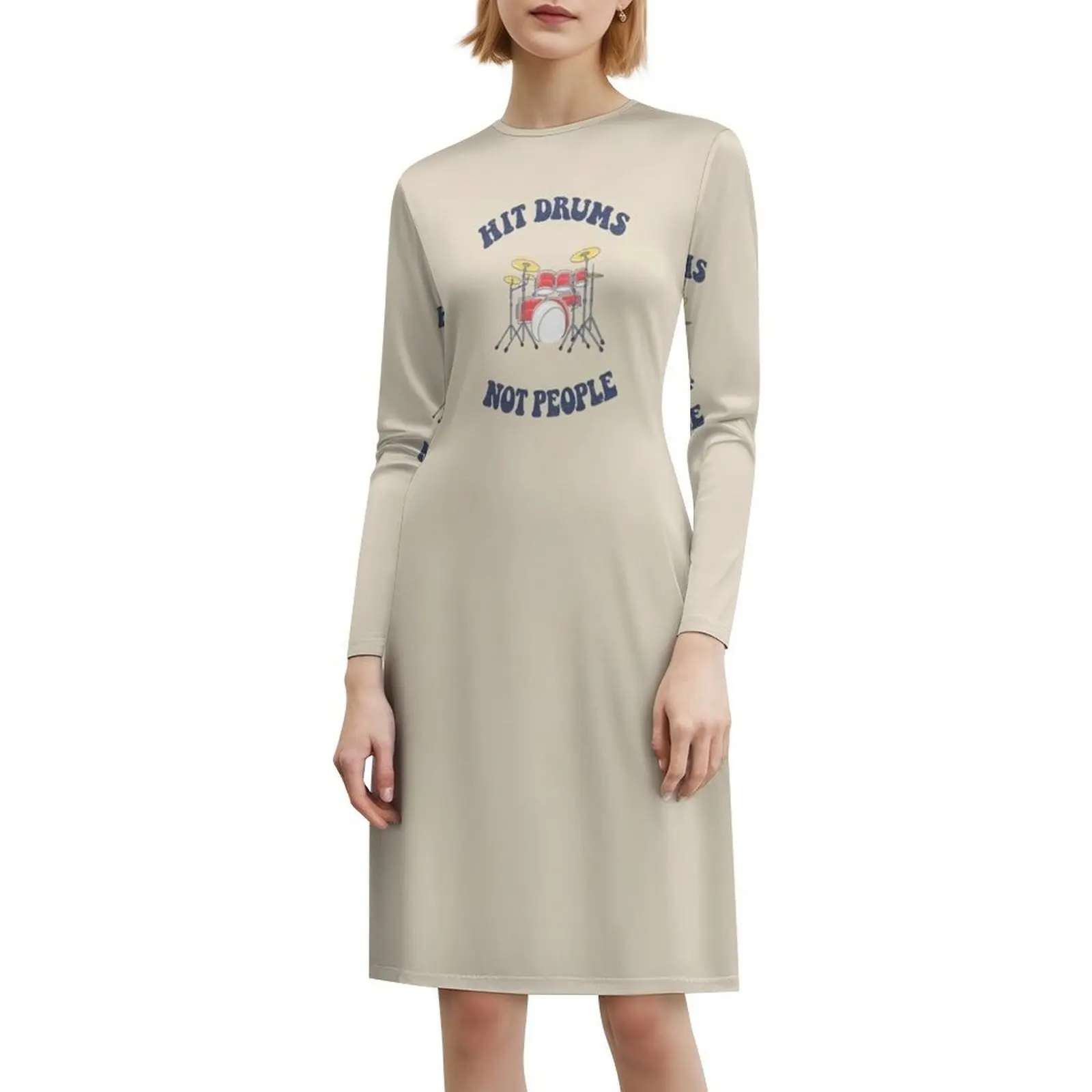 ضرب الطبول ليس الناس: مجموعة طبول ملونة مضحكة فستان سموك الأزهار للنساء الربيع الصيف فستان كاجوال للحفلات ضرب الطبول لا #6