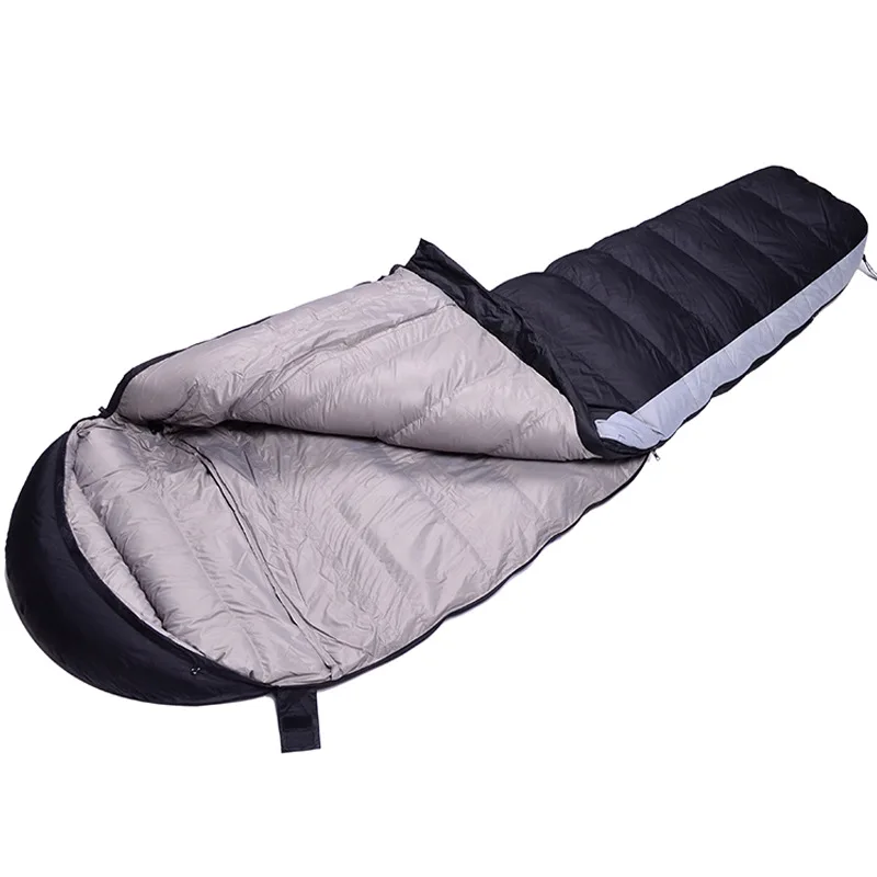 Outdoor camping sleeping bag mummified style adult camping mountaineering portable white duck down four seasons sleeping bag