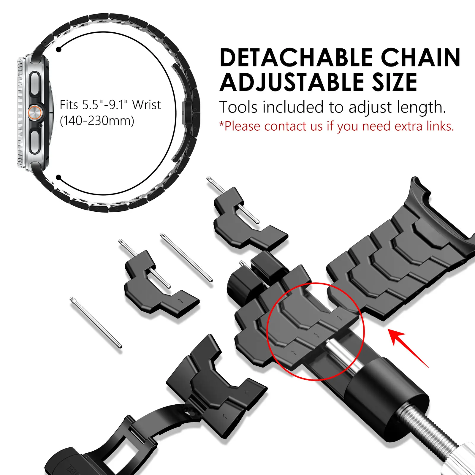 삼성 갤럭시 워치 8 클래식 46mm 44/40mm용 남성 스테인리스 스틸 밴드, 갤럭시 워치 울트라 2025 코레아용 틈 없는 메탈 스트랩
