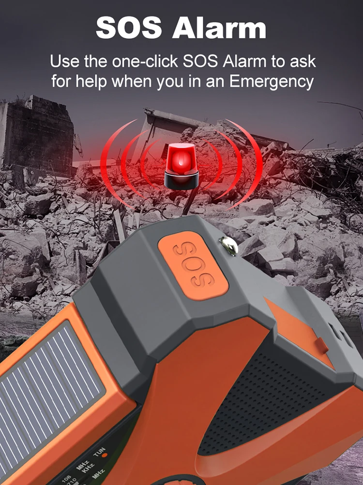 Solar Handkurbel FM AM NOAA Wetterradio Outdoor Notfallradio Multifunktionsradio mit LED-Taschenlampe SOS Alarm Power Bank