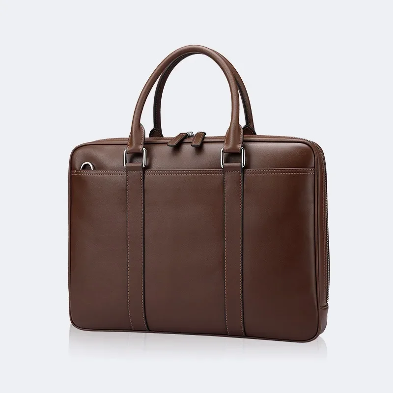 Imagem -06 - Bolsa para Laptop de Couro de Grande Capacidade Pasta Masculina Ombro Único Simples Bolsa Tiracolo Casual