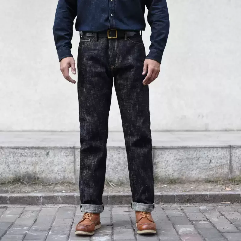 Sauce Zhan Mens Jeans Sanforized Selvedge Denim Jeans Limited EditionDouble-sided Dyeing 66 Fit 20 Oz