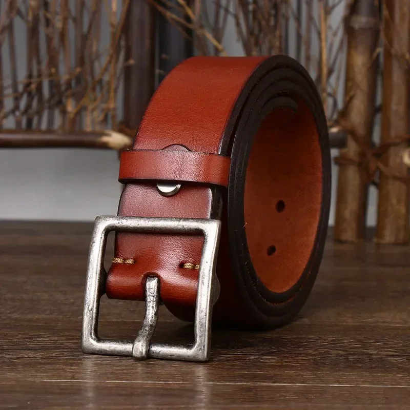 4,3 cm Verdickung reines Rindsleder hochwertige Echt ledergürtel für Männer Marken riemen männliche Kupfers chnalle Jeans Cowboy Luxus